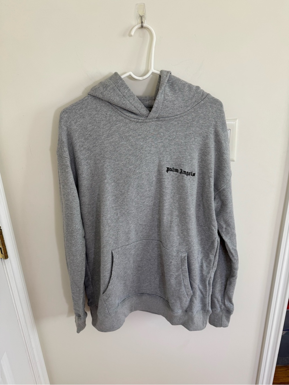 Palm Angels Men's Gray Grey Hoodie With Logo Embroidery
